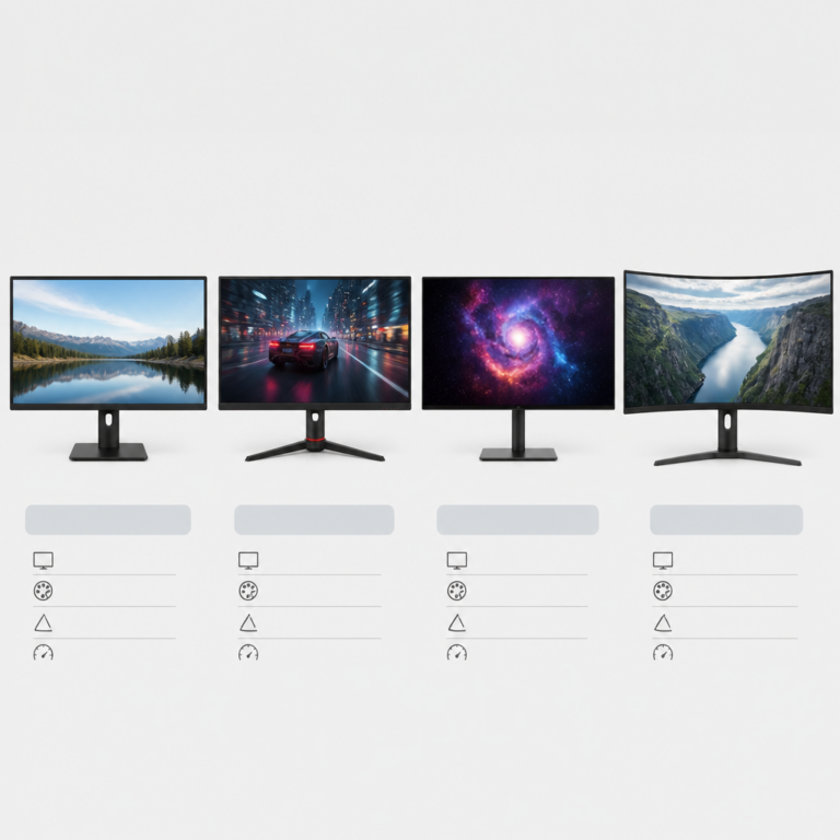 Vergleich verschiedener Panel- und Bauformen bei schnellen Monitoren