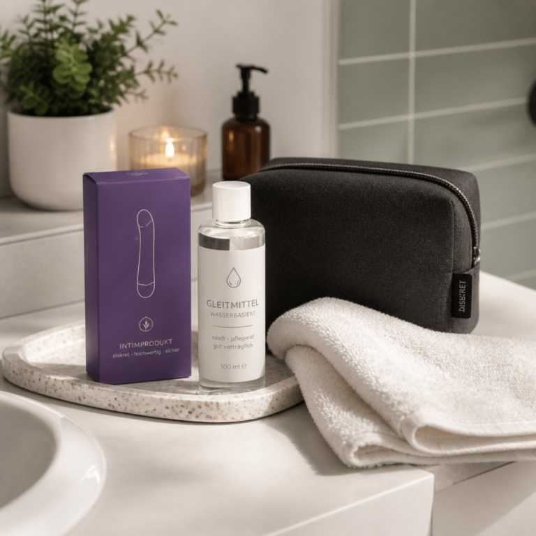 Hygienisch vorbereitete Utensilien fu00fcr die sichere Anwendung eines Intimprodukts