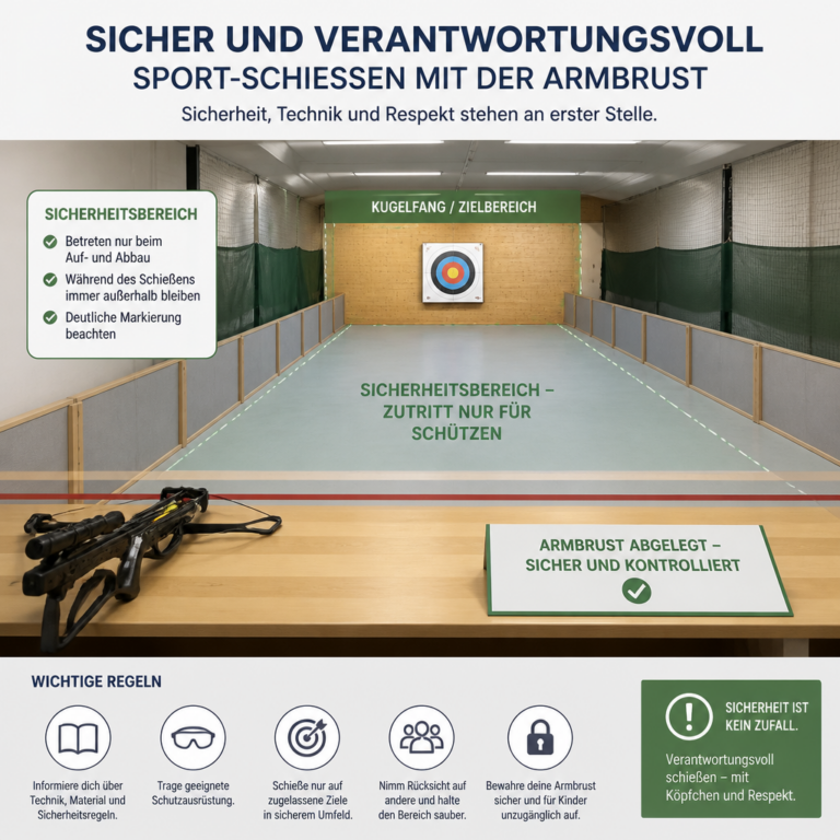 Abgesicherte Sportanlage mit Zielscheibe fu00fcr verantwortungsvolles Armbrusttraining
