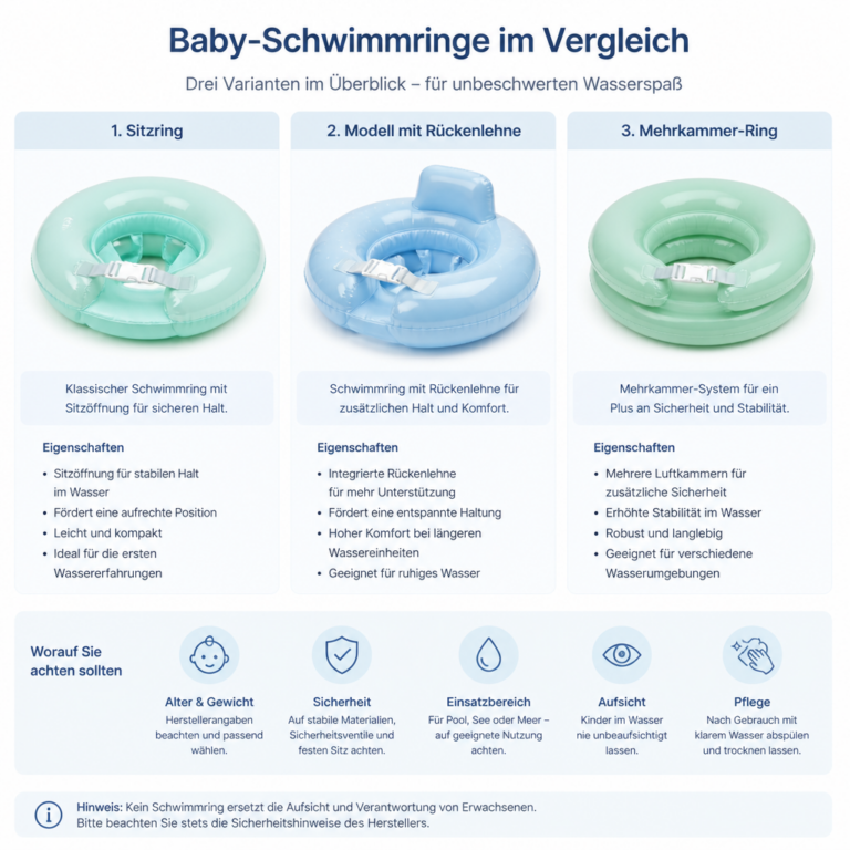 Vergleich verschiedener Bauformen von Baby-Schwimmringen