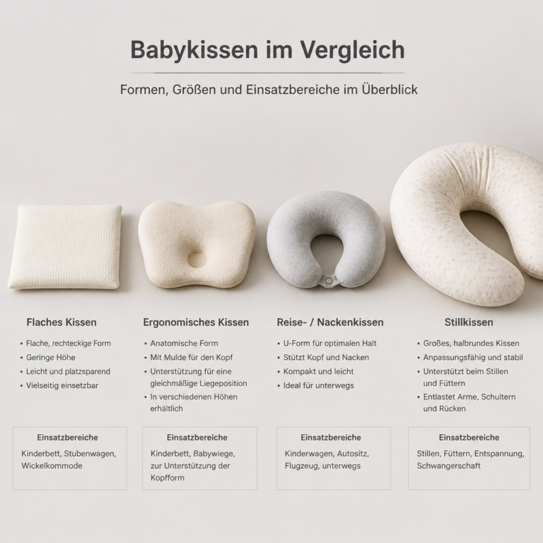 Vergleich verschiedener Kissenformen fu00fcr Babys und Kleinkinder