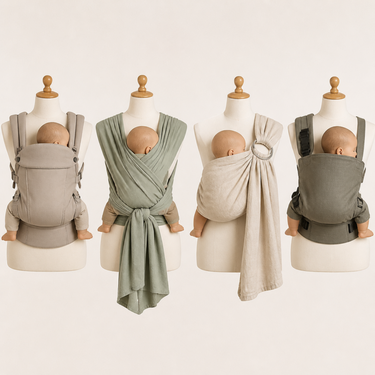 Vergleich verschiedener Tragearten mit Komforttrage, Tragetuch, Ring-Sling und Half-Buckle