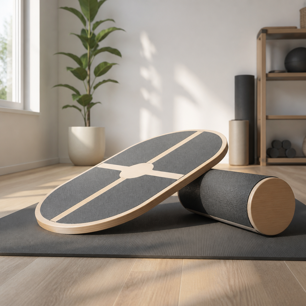 Balance-Board mit Rolle auf einer Trainingsmatte