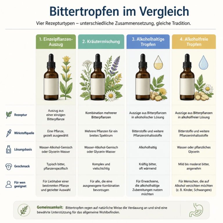 Vergleich verschiedener Rezepturtypen bei pflanzlichen Tropfen