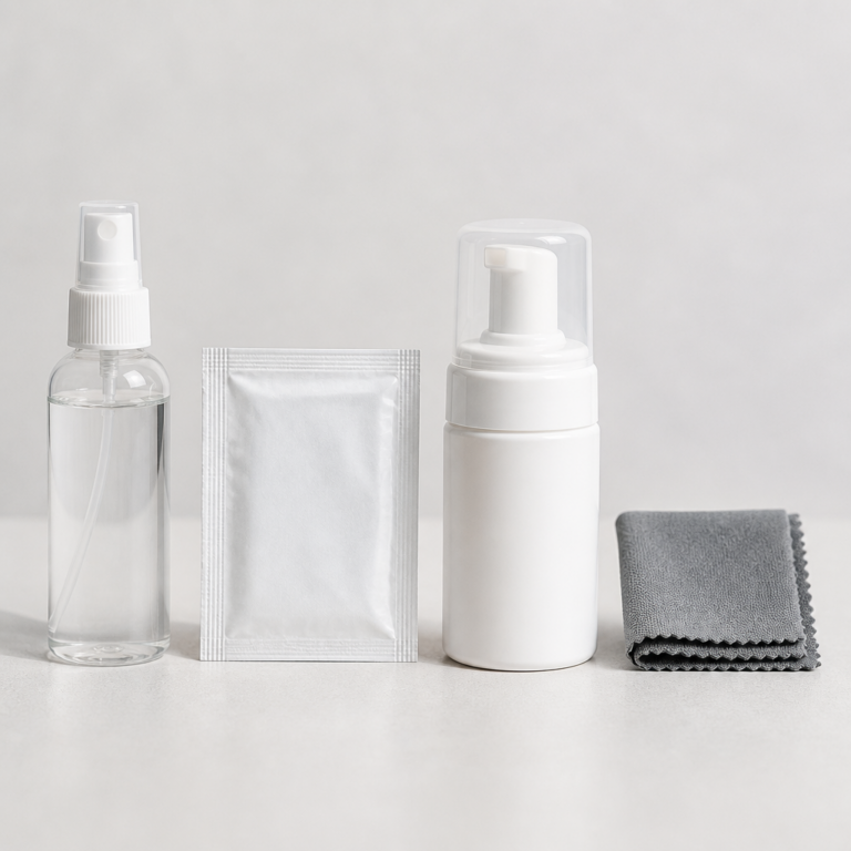 Spray, Reinigungstu00fccher, Schaum und Mikrofasertuch fu00fcr Brillen im Vergleich