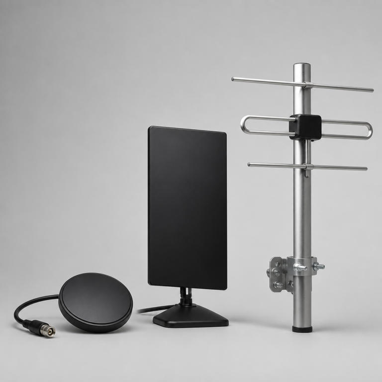 Verschiedene Bauformen von DAB-Antennen fu00fcr Auto, Innenraum und Auu00dfenmontage