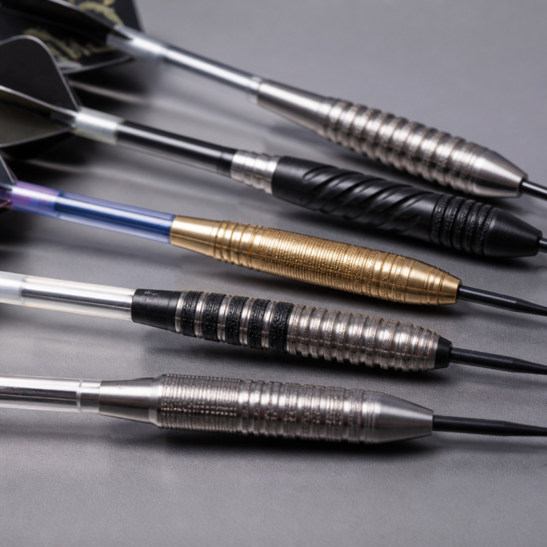 Verschiedene Dartpfeile mit unterschiedlichen Barrelformen und Flights