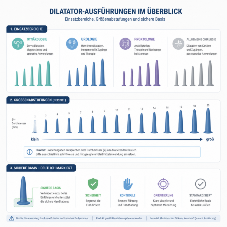 Schematischer Vergleich verschiedener Dilatator-Formen und Gru00f6u00dfen