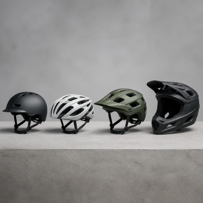 Vergleich verschiedener Fahrradhelm-Bauformen fu00fcr Alltag, Rennrad und Gelu00e4nde