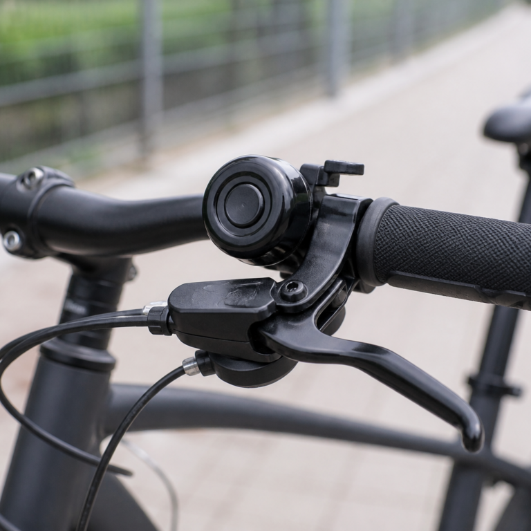 Korrekt montierte Fahrradhupe neben einem Bremshebel