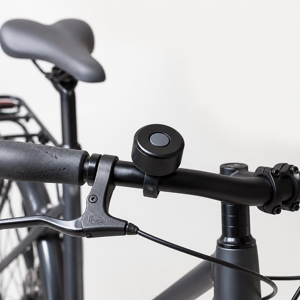 Fahrradhupe mit Bedienknopf an einem Fahrradlenker