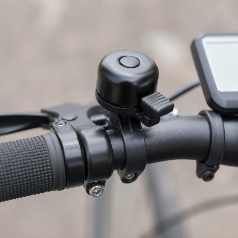Montagebereich einer Fahrradklingel neben Griff und Bremshebel