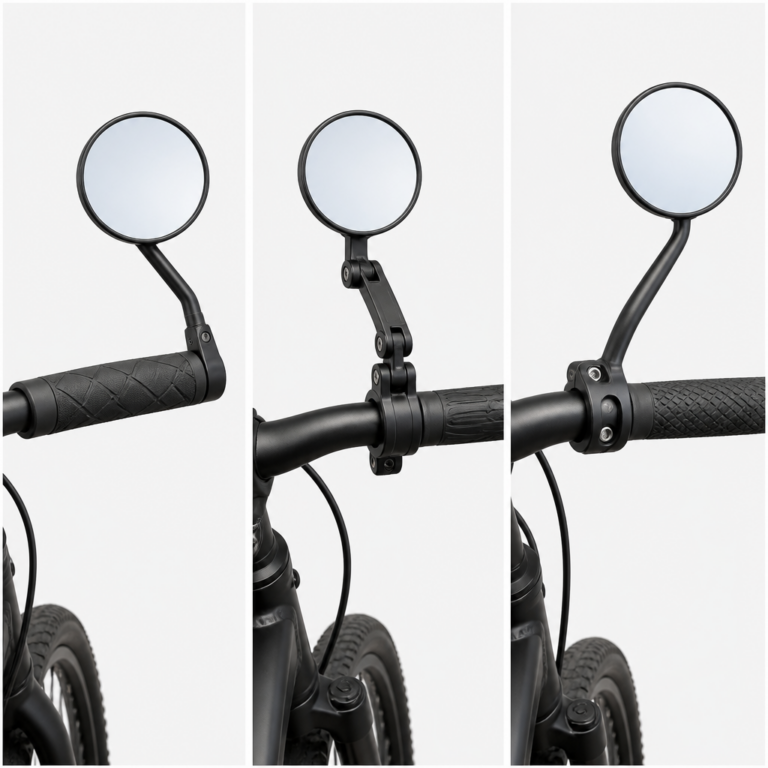 Verschiedene Bauarten von Fahrradspiegeln im direkten Vergleich