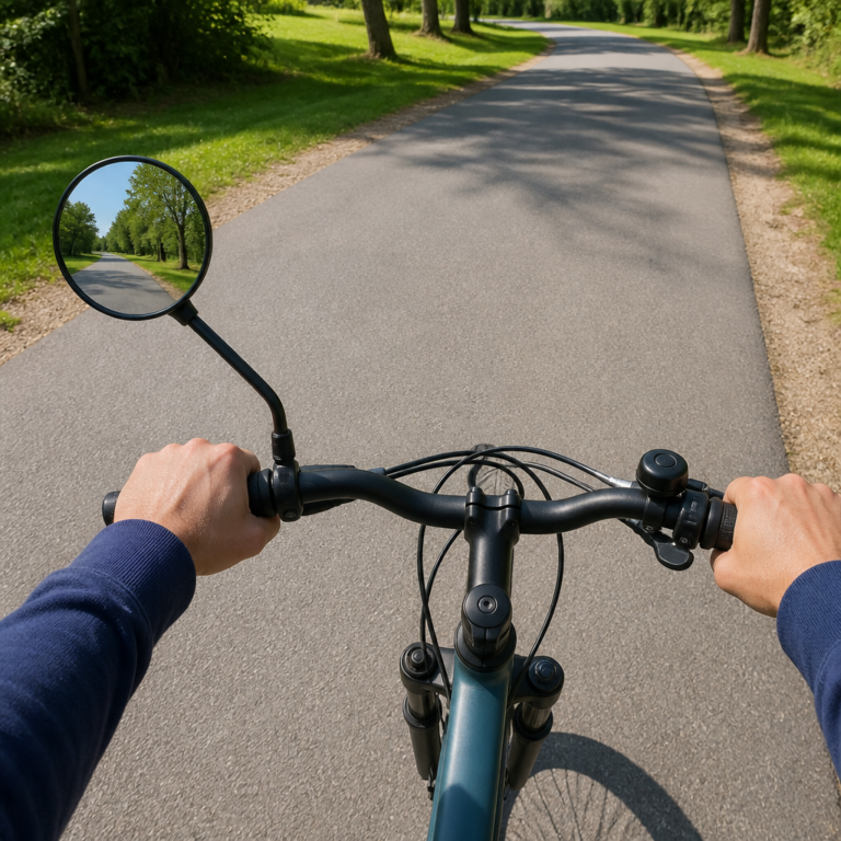 Richtig eingestellter Fahrradspiegel aus der Fahrposition