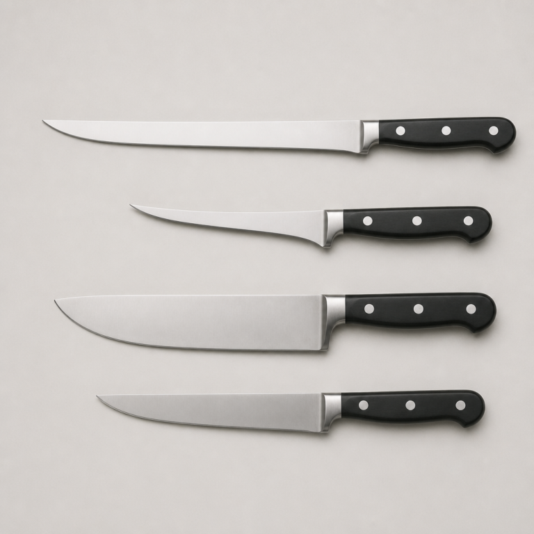 Vergleich von Tranchiermesser, Ausbeinmesser, Zerlegemesser und Portionsmesser