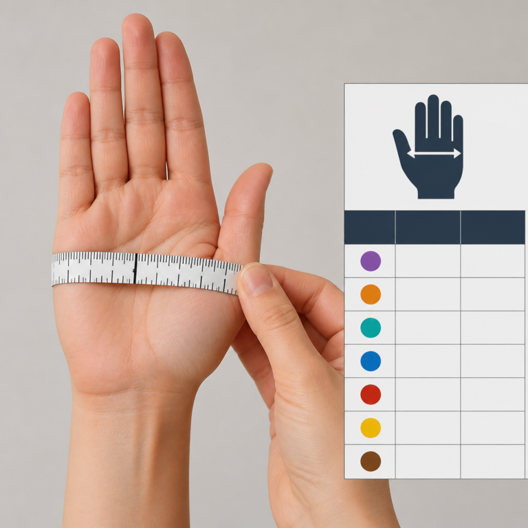 Handmessung an der Handflu00e4che zur Auswahl der passenden Handschuhgru00f6u00dfe