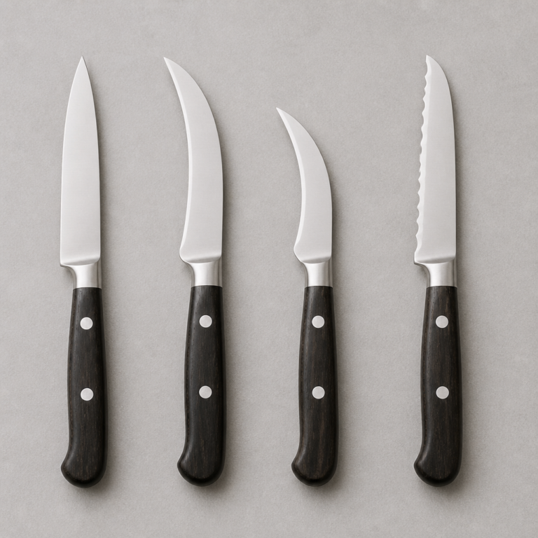 Vergleich verschiedener Klingenformen bei kleinen Ku00fcchenmessern