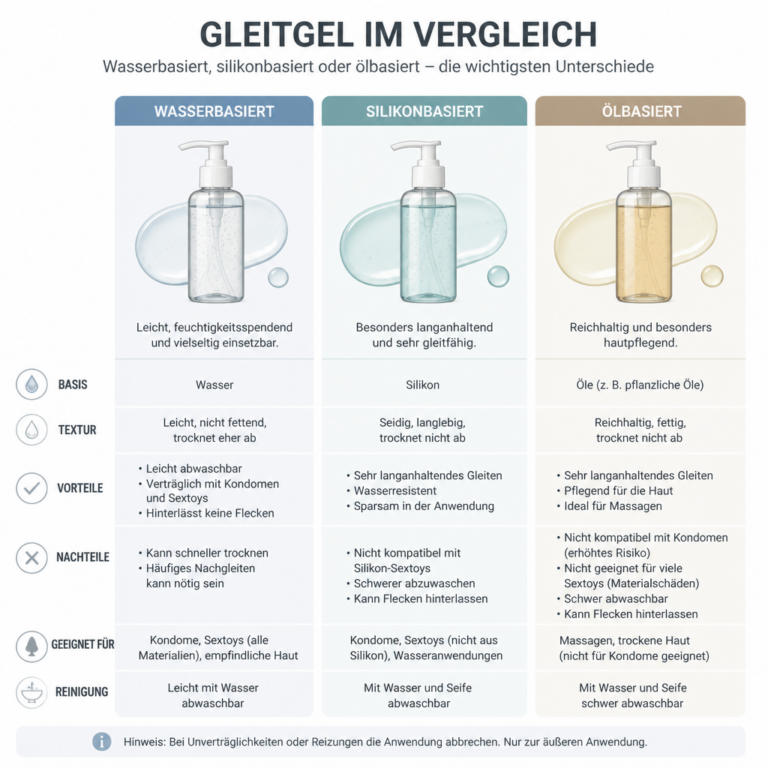 Vergleich der drei wichtigsten Gleitgel-Basen