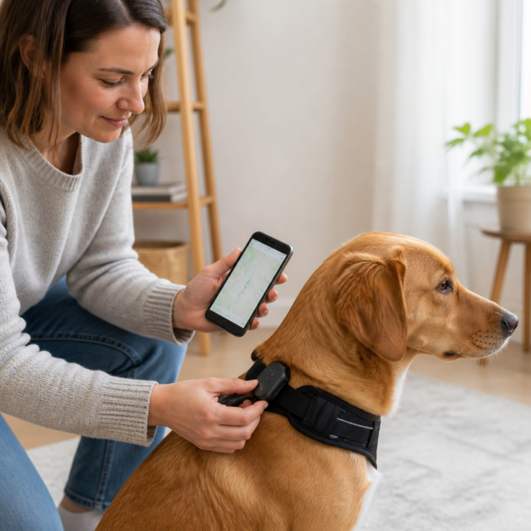 Sichere Befestigung eines GPS-Trackers am Hundegeschirr