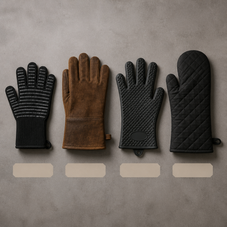 Textil-, Leder- und Silikonhandschuhe fu00fcr verschiedene Grillarbeiten