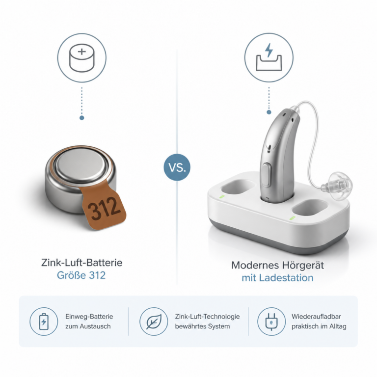 Vergleich zwischen einer Hu00f6rgeru00e4tebatterie 312 und einem wiederaufladbaren Hu00f6rgeru00e4tesystem