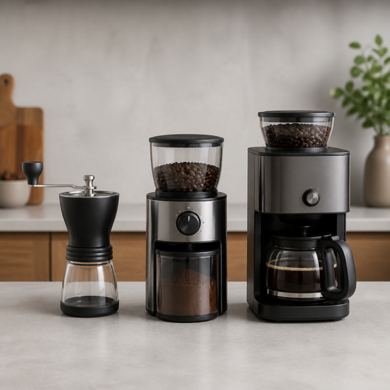 Manuelle und elektrische Kaffeemu00fchle sowie integriertes Mahlwerk im direkten Vergleich