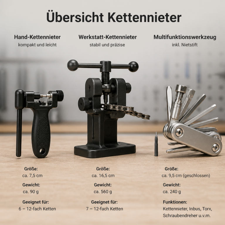 Vergleich verschiedener Kettennieter fu00fcr Fahrradreparaturen