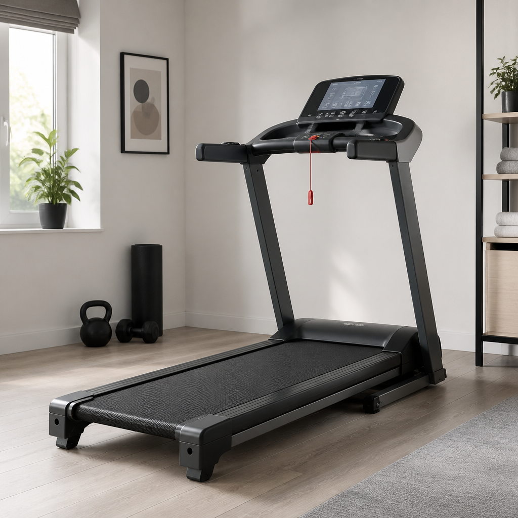 Modernes Laufband in einem hellen Heimtrainingsraum
