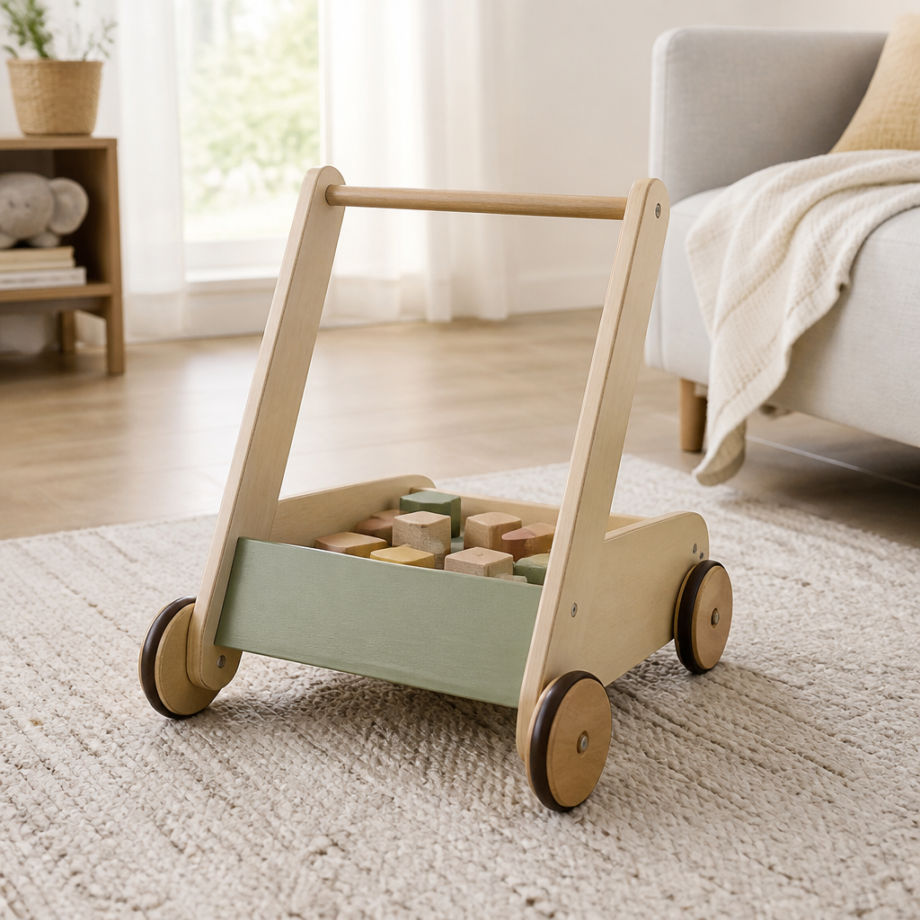 Stabiler Lauflernwagen mit breiter Basis und gut erreichbarem Griff