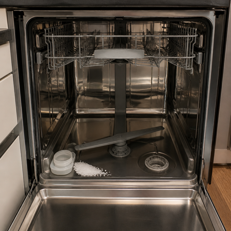 Salzbehu00e4lter einer Spu00fclmaschine mit Regeneriersalz