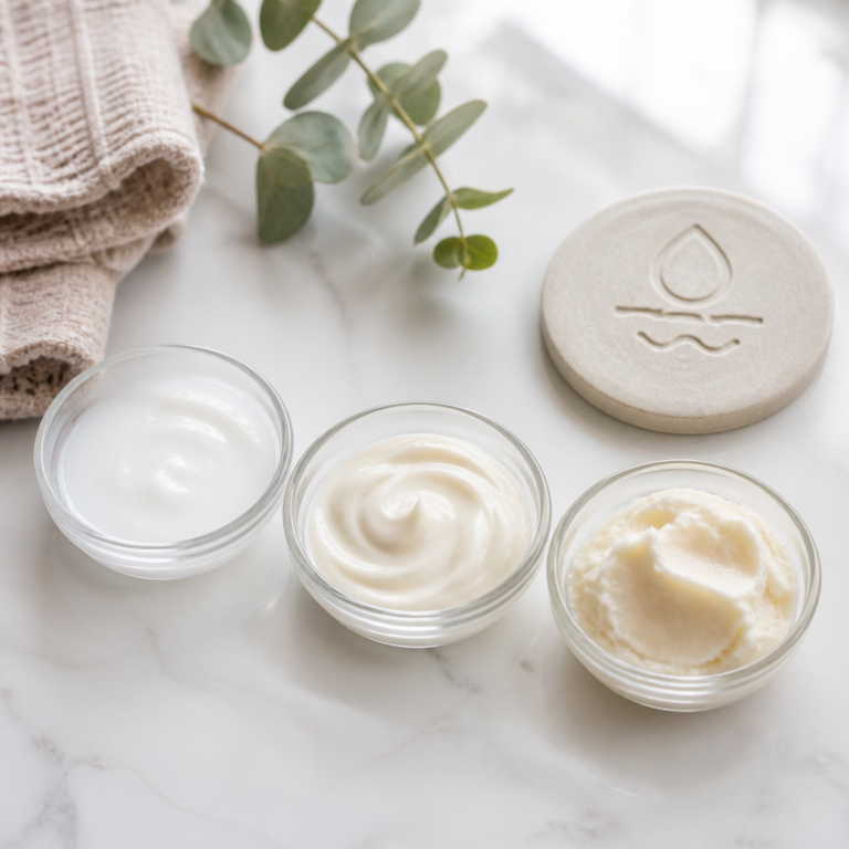 Vergleich von leichter Lotion, Creme und Balsam fu00fcr die Tattoo-Pflege