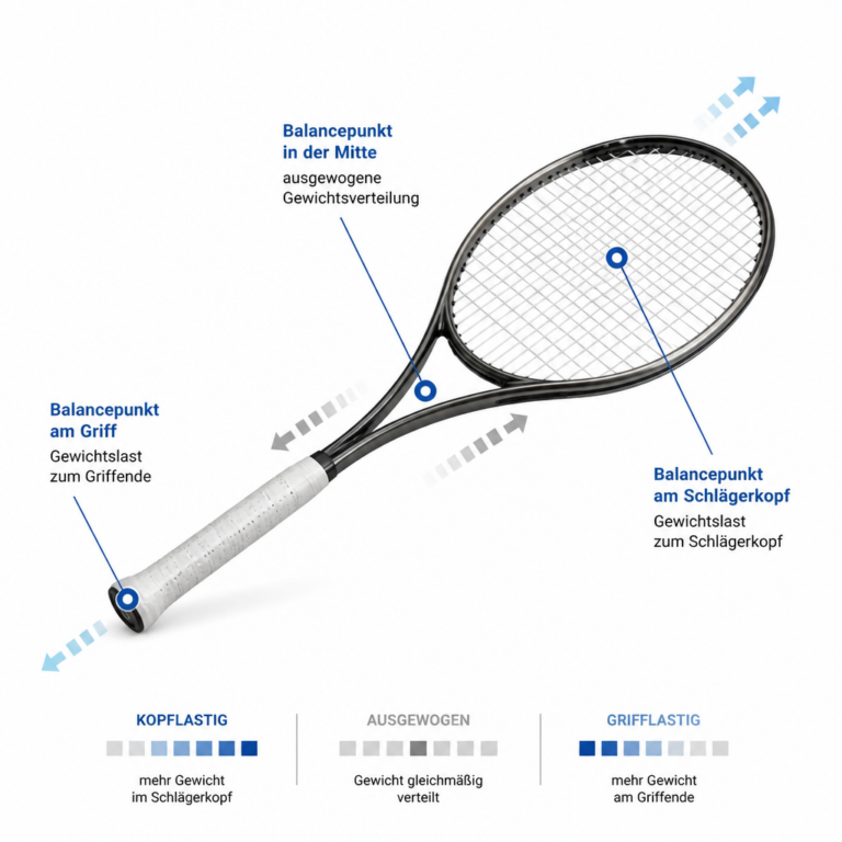 Illustration der Balancepunkte an einem Tennisschlu00e4ger