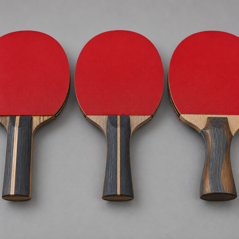 Gerader, konkaver und anatomischer Griff eines Tischtennisschlu00e4gers