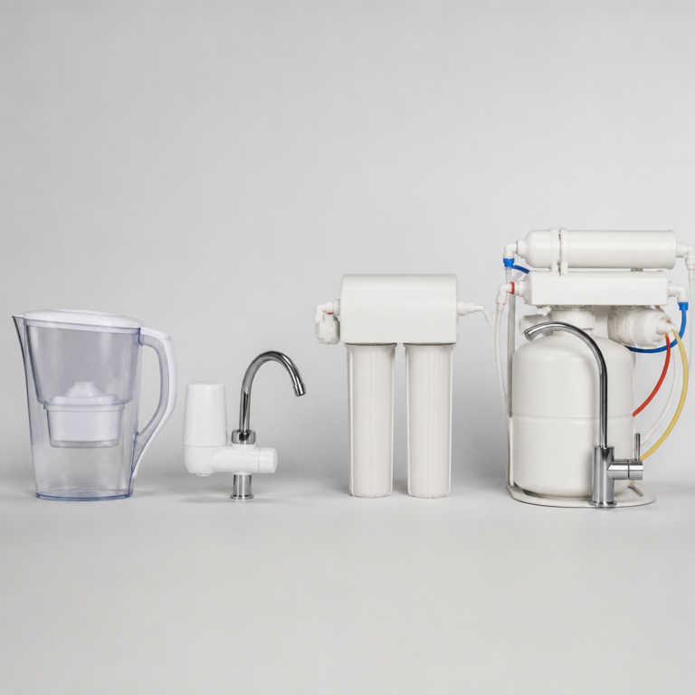 Vergleich von Filterkanne, Wasserhahnfilter, Untertischfilter und Umkehrosmoseanlage