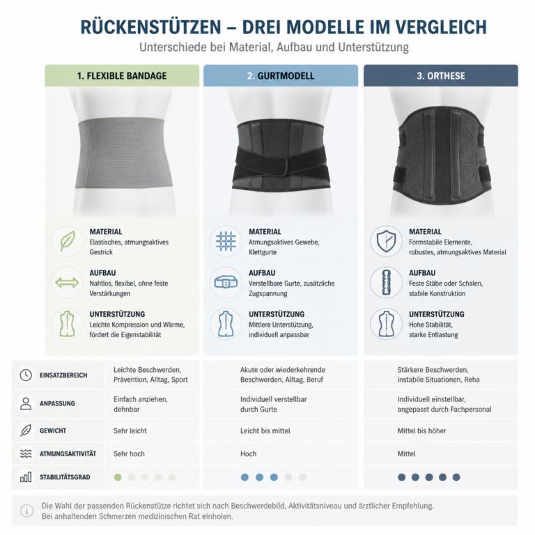 Vergleich von flexibler Ru00fcckenbandage, Gurtmodell und stabilisierender Orthese