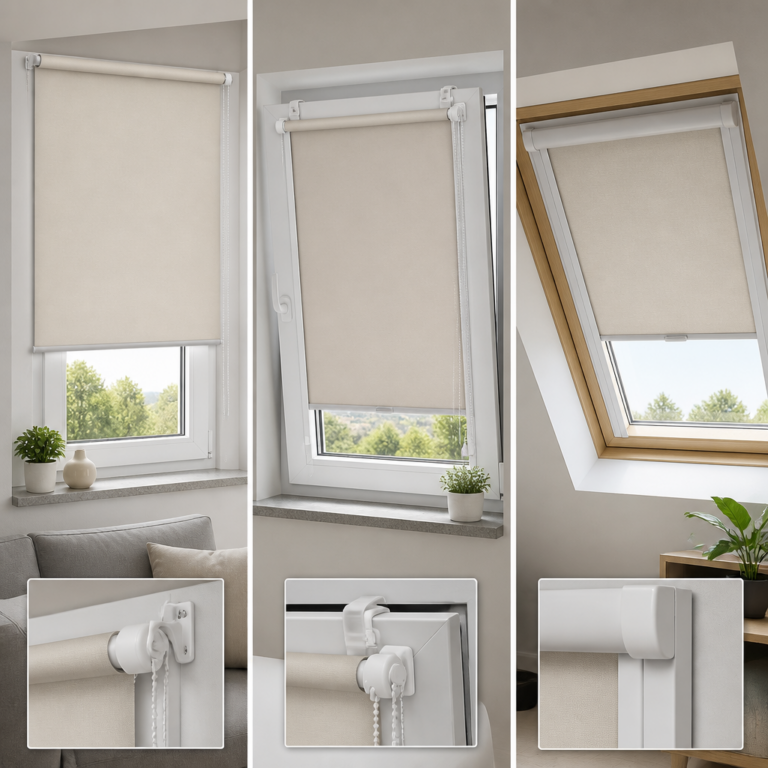 Vergleich verschiedener Montagearten fu00fcr Thermo-Rollos an Standard- und Dachfenstern