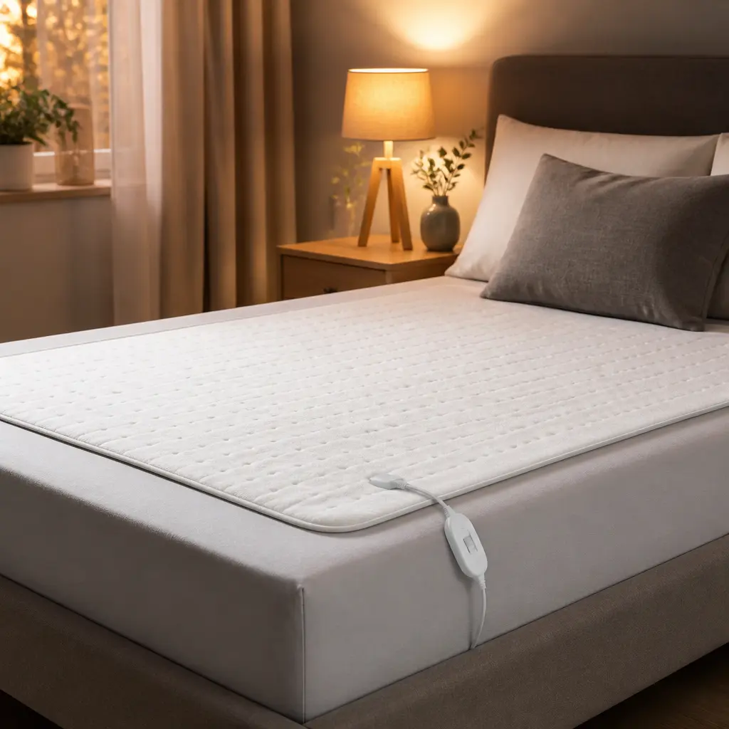 Wärmeunterbett glatt auf einer Matratze mit seitlichem Bedienteil