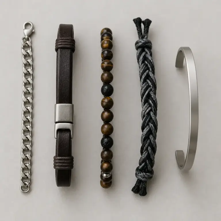 u00dcbersicht verschiedener Armbandarten aus Metall, Leder, Perlen, Textil und als Armreif