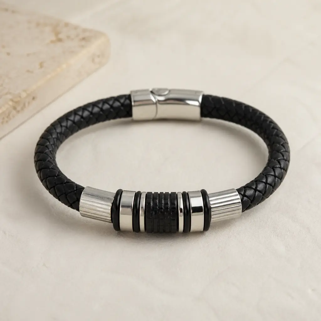 Elegantes Armband mit sichtbarer Materialstruktur und sicherem Verschluss