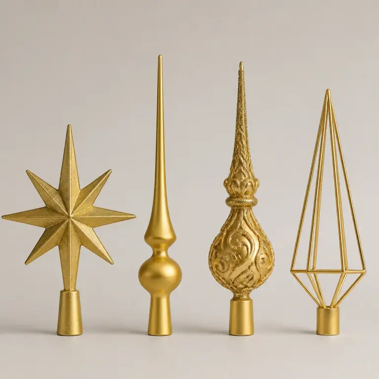 Verschiedene Formen von Christbaumspitzen im direkten Vergleich