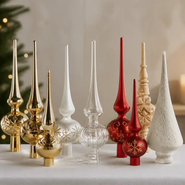 Christbaumspitzen aus unterschiedlichen Materialien mit verschiedenen Oberflu00e4chen