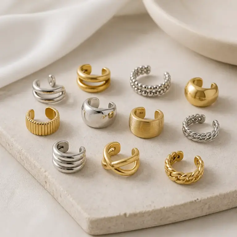 Verschiedene Oberflu00e4chen und Farben bei Ear Cuffs