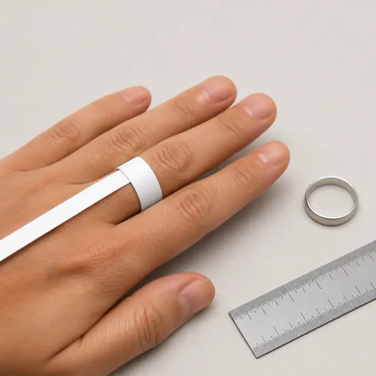 Ermittlung der Ringgru00f6u00dfe mit Papierstreifen und Vergleichsring