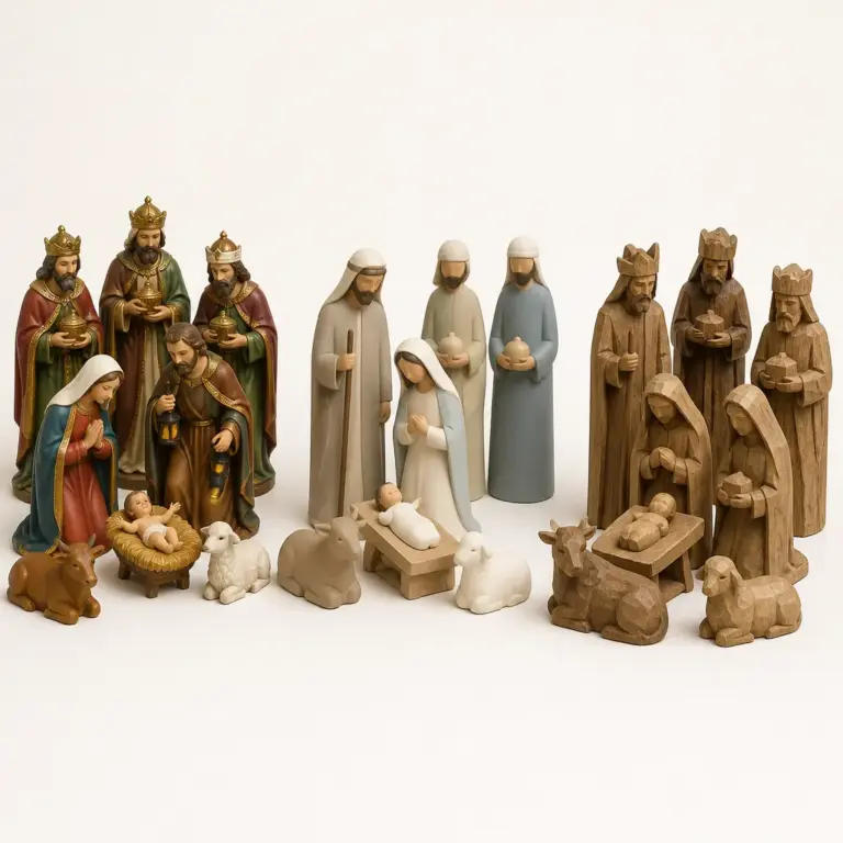 Vergleich traditioneller, moderner und rustikaler Krippenfiguren