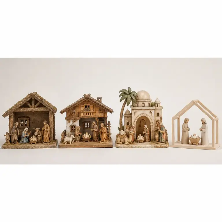 Verschiedene Arten von Weihnachtskrippen im direkten Vergleich